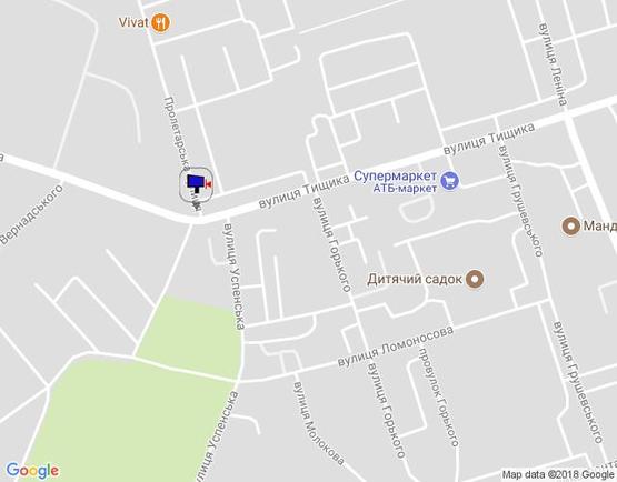 Схема рекламной плоскости по адресу вул.Пролетарска, 1а, навпроти, (клуб "Сага") початок вул.Тищика,сторона А