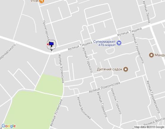 Схема рекламной плоскости по адресу вул.Пролетарска, 1а, навпроти, (клуб "Сага") початок вул.Тищика,сторона Б