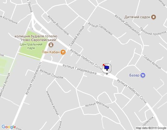 Схема рекламной плоскости по адресу (вул.Радянська)  вул. Небесної сотні, 14, на развилці з вул. Гайдамацька (вул.Рафаїла Чорного) (базар біля швейної фабрики), сторона Б