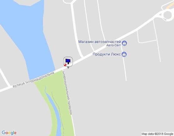 Схема рекламной плоскости по адресу вул. Інтернаціональна,  в районі дамби, виїзд із міста, сторона А