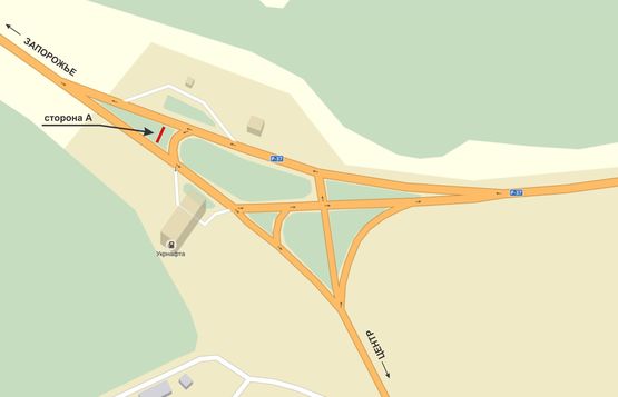 Схема рекламної площини за адресою Б. Хмельницького- выезд на Запорожье, пост ГАИ