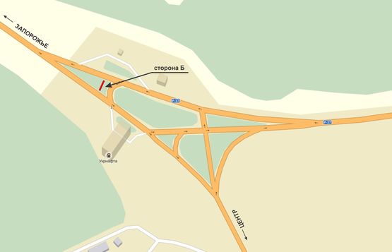 Схема рекламной плоскости по адресу Б. Хмельницького- выезд на Запорожье, пост ГАИ