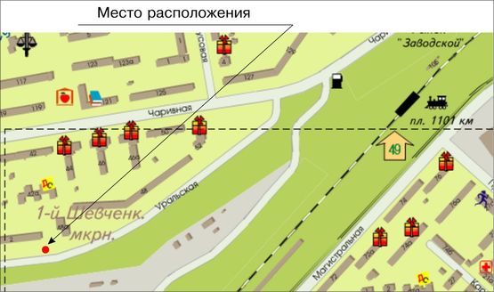 Схема рекламной плоскости по адресу Уральская 48а