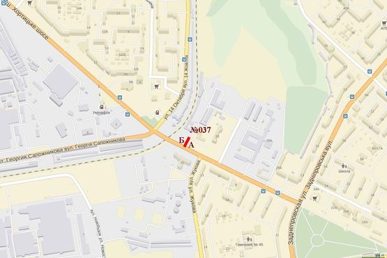 Схема рекламной плоскости по адресу Новгородская-Хортицкое шоссе