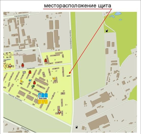 Схема рекламной плоскости по адресу Симф.тр. -Карпенко-Карого/Кузнецова