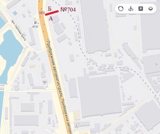 Схема рекламной плоскости по адресу Набережная-АвтоЗАЗ