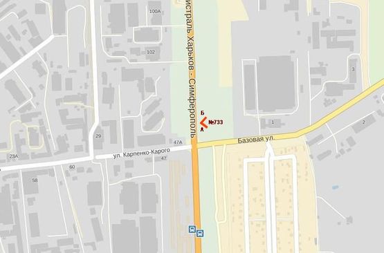 Схема рекламной плоскости по адресу Симферопольская тр. - ул.Базовая