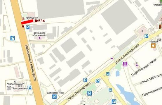 Схема рекламной плоскости по адресу Набережная-ул. Луначарского_проходная ЗАЗ