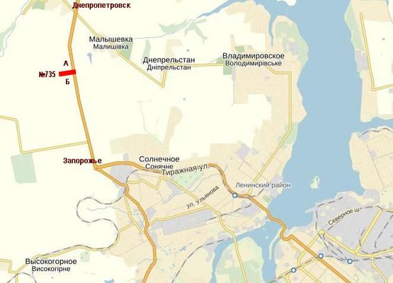 Схема рекламної площини за адресою Тр.Днепропетровк-Запорожье, 4000м до поста ГАИ