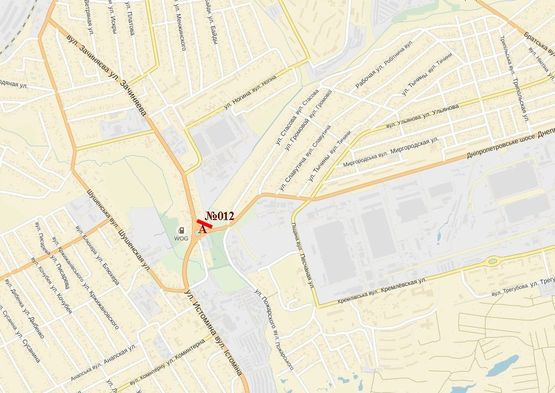 Схема рекламної площини за адресою Зачиняева-Истомина