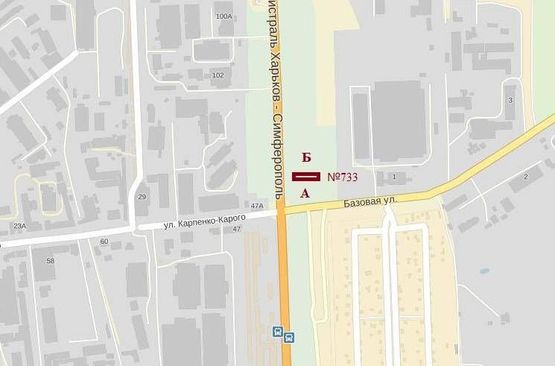 Схема рекламної площини за адресою Симферопольская тр._Базовая