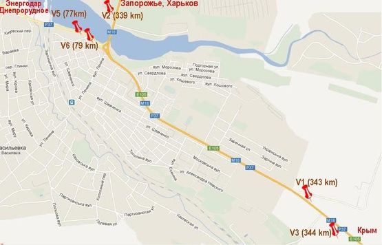 Схема рекламной плоскости по адресу Симферопольская тр - АЗС ВОГ