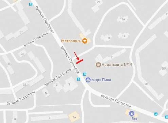 Схема рекламной плоскости по адресу Паникахи ул. 91, из центра