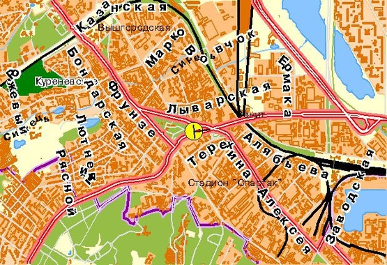 Схема рекламной плоскости по адресу Московский пр-т, возле ул.Е.Телиги, рядом клуб "Фридом", к ст.м."Дорогожичи"
