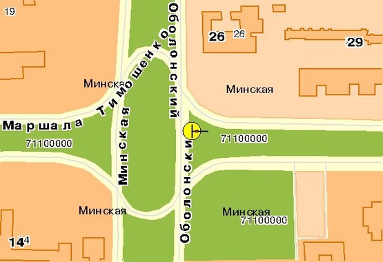 Схема рекламной плоскости по адресу Тимошенко Маршала ул., возле пр-та Оболонского, к ст.м."Героев Днепра"