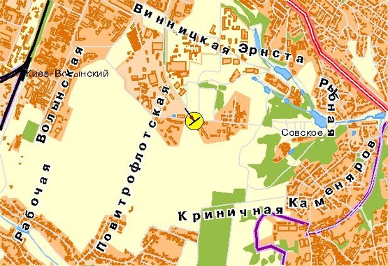 Схема рекламної площини за адресою Народного Ополчения ул., на светофоре, из аэропорта "Жуляны"