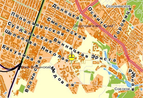 Схема рекламної площини за адресою Народного Ополчения ул. 5, от Севастопольской пл., к Жулянам, на разделителе