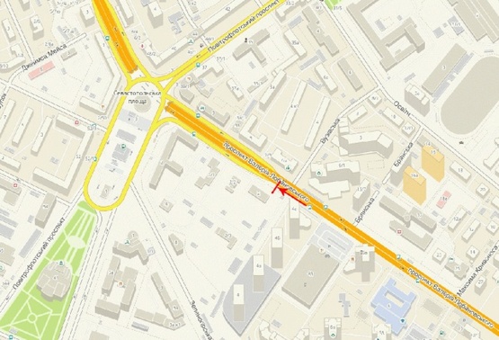 Схема рекламної площини за адресою Краснозвездный пр-т 2, 200 м до Севастопольской пл., из центра