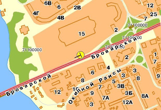 Схема рекламной плоскости по адресу Броварской пр-т, рядом АЗС, 300 м до моста Гидропарк, из центра