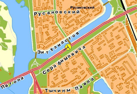 Схема рекламної площини за адресою Воссоединения пр-т, 4-й  от моста Патона, ж/м Русановка, из центра