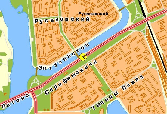 Схема рекламної площини за адресою Воссоединения пр-т, 5-й от моста Патона, ж/м Русановка, в центр