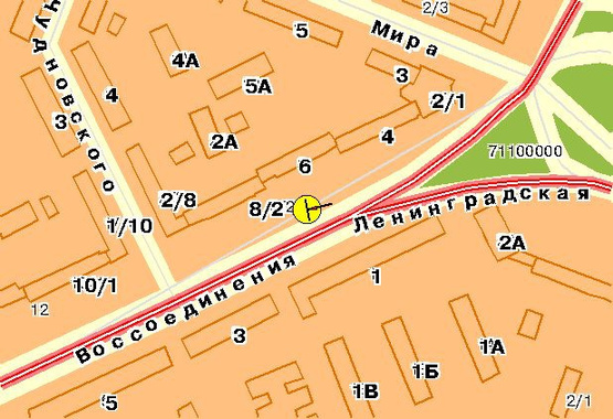 Схема рекламної площини за адресою Воссоединения пр-т 6, 1-й от Ленинградской пл., в центр