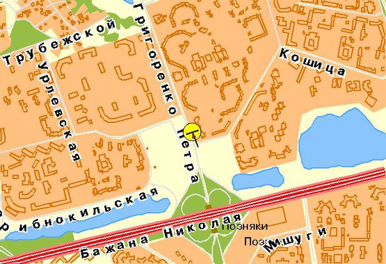 Схема рекламної площини за адресою Григоренко Петра ул. 33/44, возле ул.Драгоманова, от ст.м."Позняки", в центр