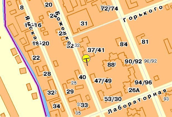 Схема рекламної площини за адресою Боженко ул. 37/41, в центр