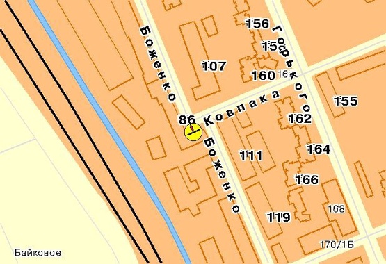Схема рекламної площини за адресою Боженко ул. 86, из центра