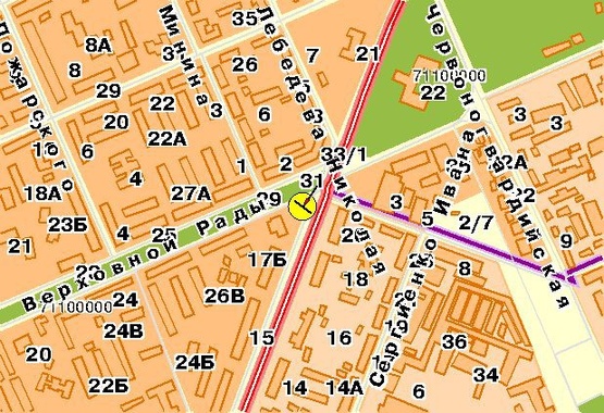 Схема рекламної площини за адресою Гагарина Ю. пр-т, пересечение с Верховного Совета бул.