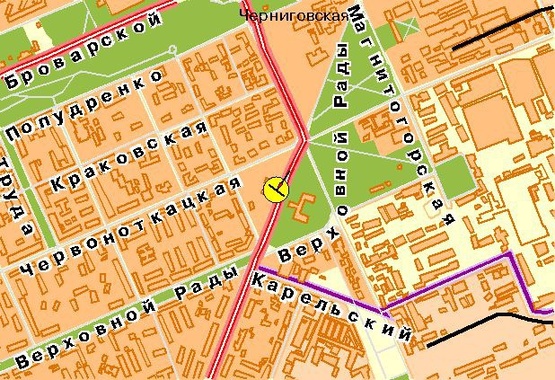 Схема рекламної площини за адресою Гагарина Ю. пр-т, 120 м к ул.Лебедева, в центр