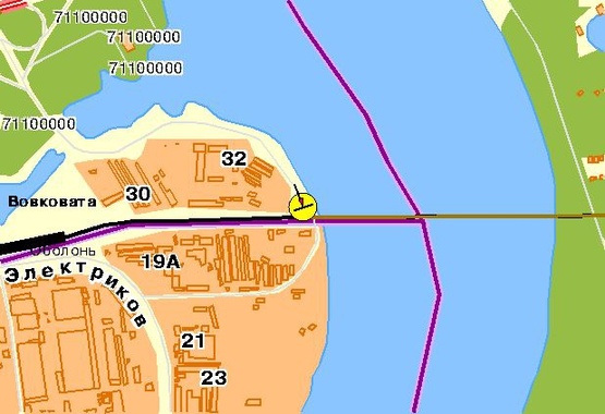 Схема рекламної площини за адресою Электриков ул., 100 м перед железнодорожным мостом