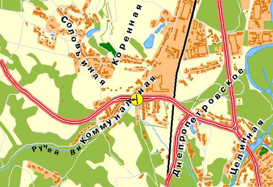 Схема рекламной плоскости по адресу Кольцевая дорога, возле ул.Краснознаменная, за АЗС "Атрио", от Одесской пл.