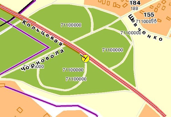 Схема рекламной плоскости по адресу Кольцевая дорога, после поворота на Вишневое, к Одесской пл.