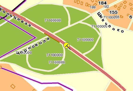 Схема рекламной плоскости по адресу Кольцевая дорога, после поворота на Вишневое, от Одесской пл.