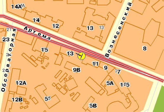 Схема рекламної площини за адресою Львовская пл., возле ул.Артема 7, от ст.м.Лукьяновская, в центр