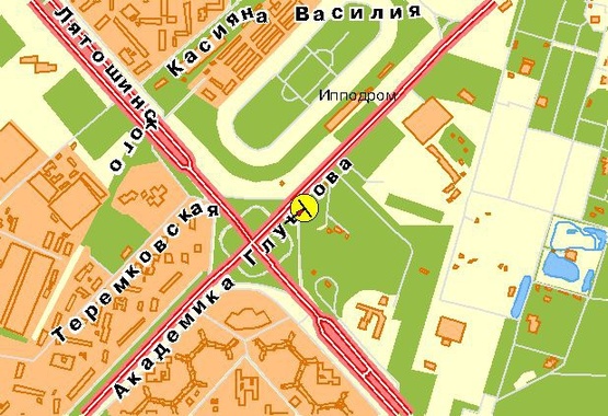 Схема рекламной плоскости по адресу Одесская пл., возле пр-та Глушкова, к Экспоцентру Украины, в центр