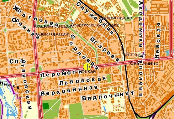 Схема рекламной плоскости по адресу Победы пр-т 122, к ст.м.Житомирская, из центра