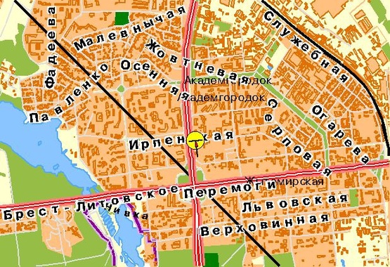 Схема рекламної площини за адресою Палладина Академика пр-т, в сторону ст.м.Академгородок, от пр-та Победы