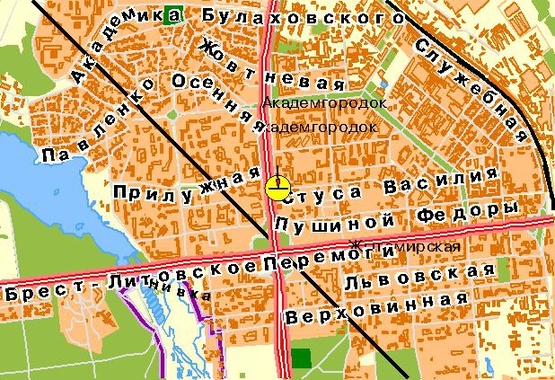 Схема рекламної площини за адресою Палладина Академика пр-т, в сторону ст.м.Академгородок, к пр-ту Победы