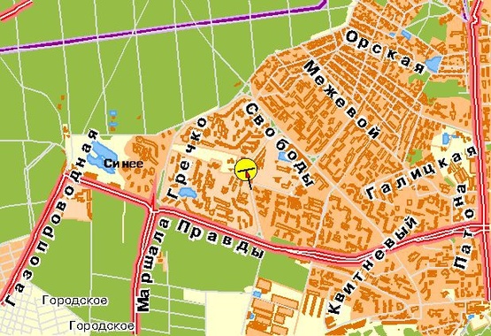 Схема рекламної площини за адресою Порика пр-т 11, возле супермаркета Сильпо, от пр-та Свободы, в центр