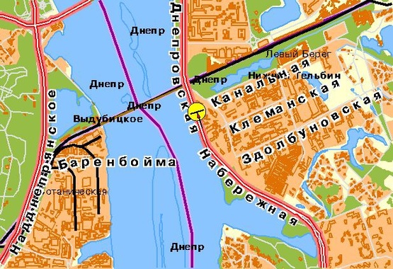 Схема рекламной плоскости по адресу Днепровская набережная, 360 м от ж/д моста