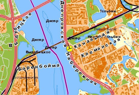 Схема рекламной плоскости по адресу Днепровская набережная, 360 м от ж/д моста