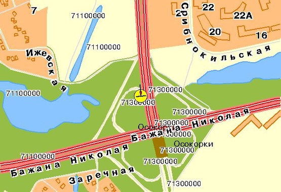 Схема рекламной плоскости по адресу Днепровская набережная, возле ст.м.Осокорки, сьезд с Днепровской наб.