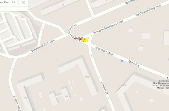 Схема рекламной плоскости по адресу Мира пр-т 17/2 / Тампере ул.