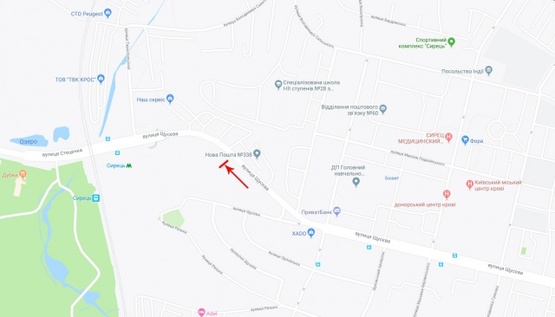 Схема рекламної площини за адресою Щусева Академика ул. 36 напротив