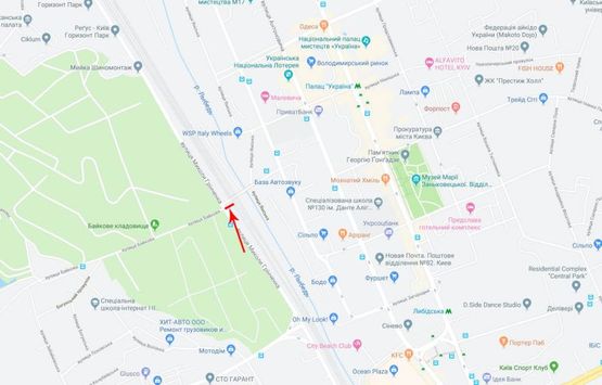 Схема рекламной плоскости по адресу Гринченко Н. ул., 8-й от Протасового Яра, из центра