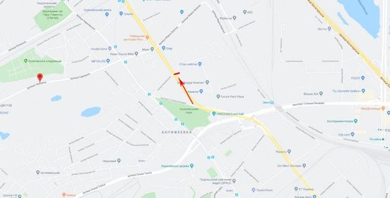 Схема рекламной плоскости по адресу Скляренко ул., на перекрестке с ул. Куреневской, из центра