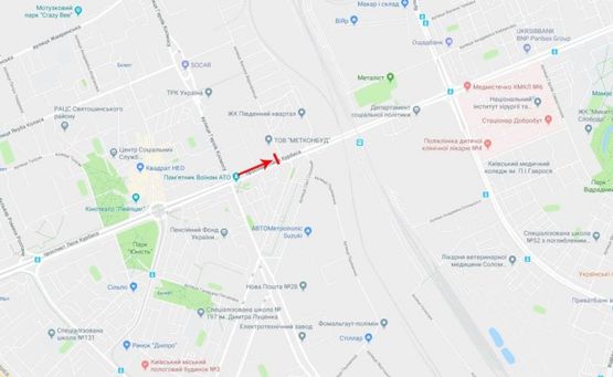 Схема рекламної площини за адресою Курбаса Леся пр-т 2-Д