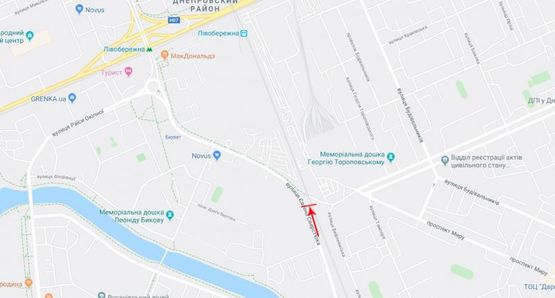 Схема рекламной плоскости по адресу Сверстюка Евгения ул.